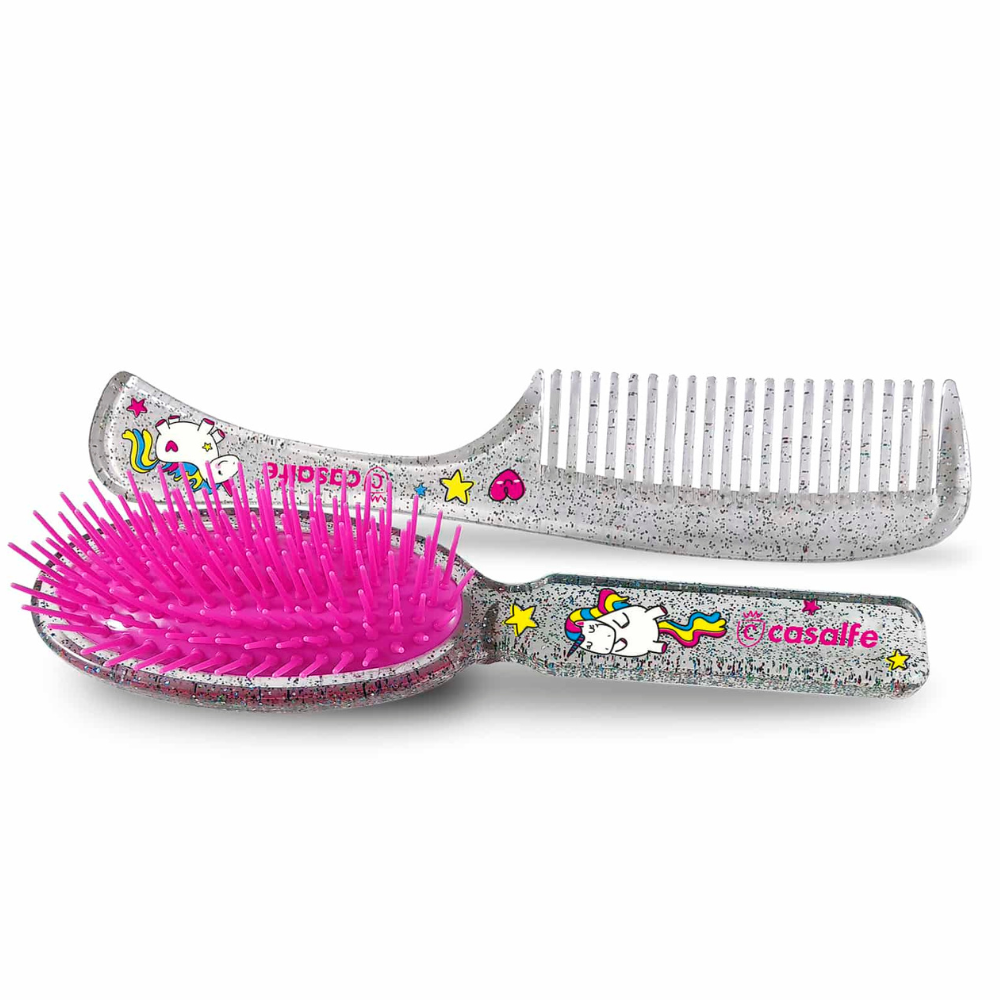 Casalfe Unicorn Glitter Brush and Comb Kit-Hair Detangler &amp; Style Kit-Beauty and hair supply