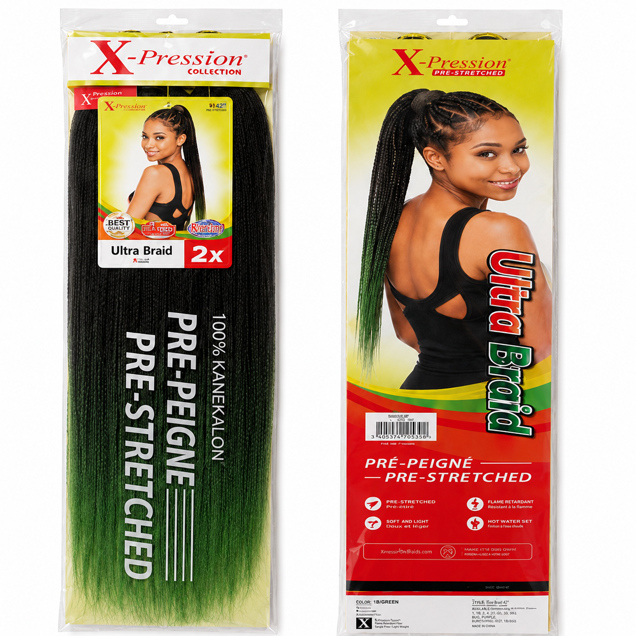 X-Pression Pre-Stretched Braiding Hair 2X Pack, 24"
