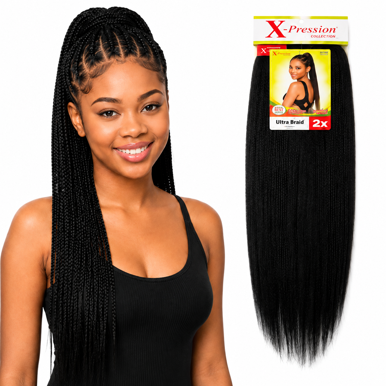 X-Pression Pre-Stretched Braiding Hair 2X Pack, 24"
