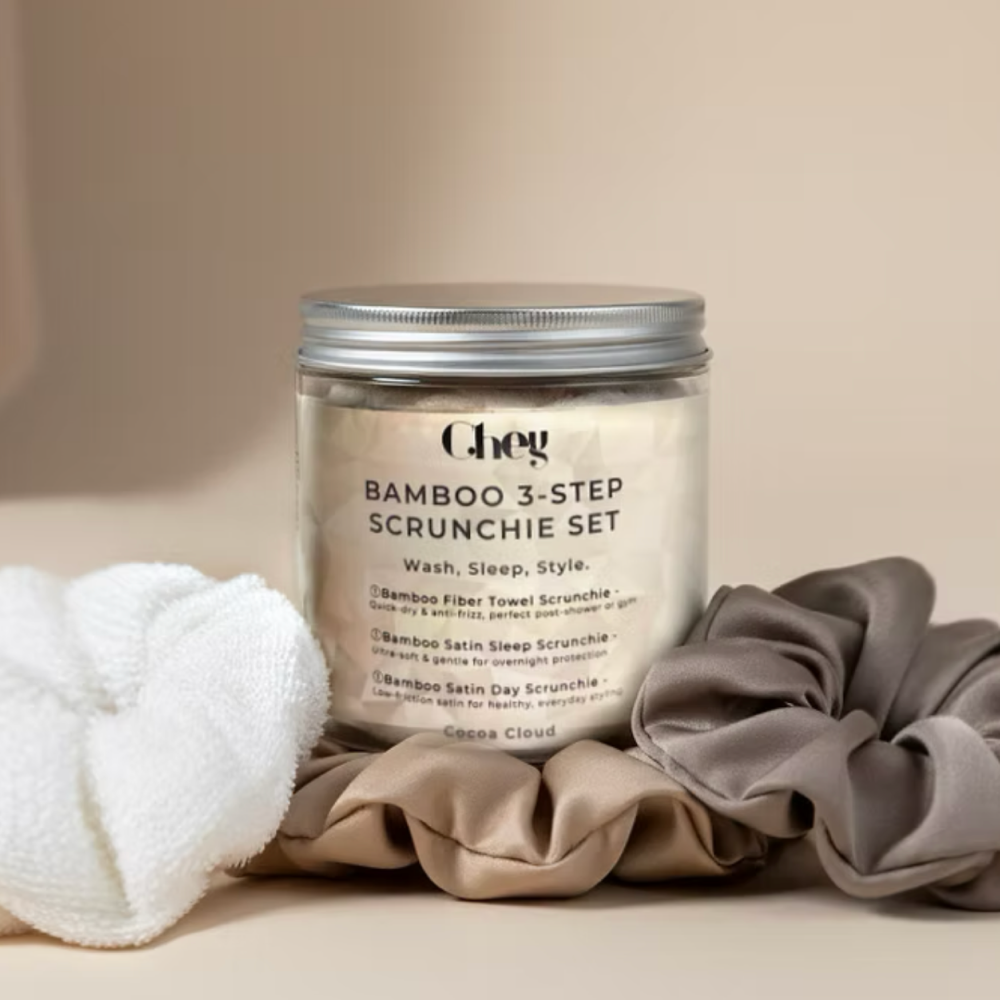 Chey Haircare Bamboo Satin Scrunchie Set-All-Beauty and hair supply