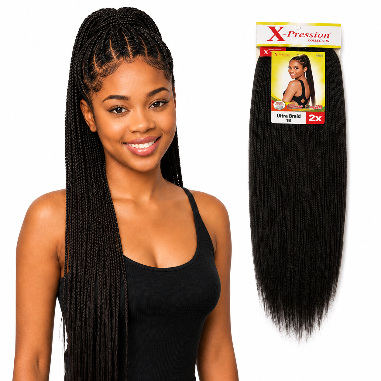 X-Pression Pre-Stretched Braiding Hair 2X Pack, 24"