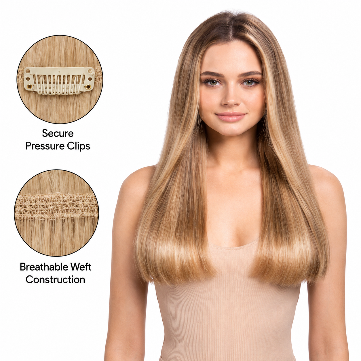 Darbro Doja Synthetic Silk Press Straight Clip-In Hair Extensions 22"