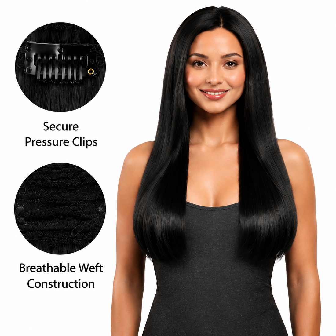 Kuknus Euro Clip-In Straight Synthetic Hair Extensions 18"