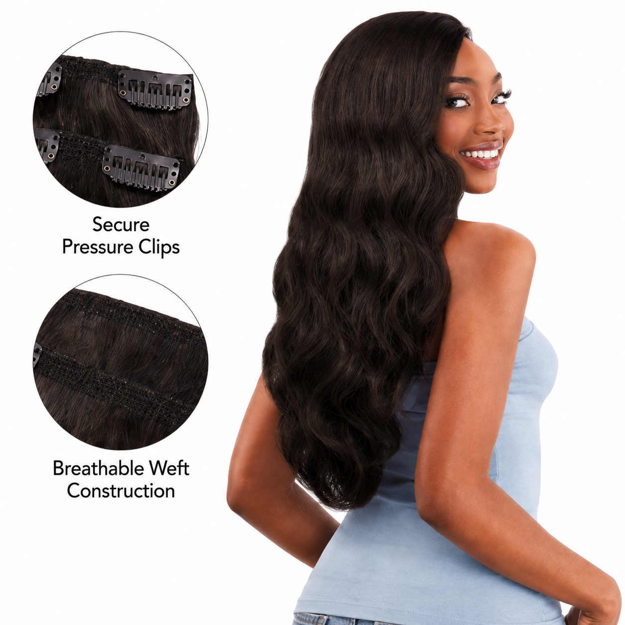 Darbro Doja Synthetic Silk Press Body Wave Clip-In  Hair Extensions 24"