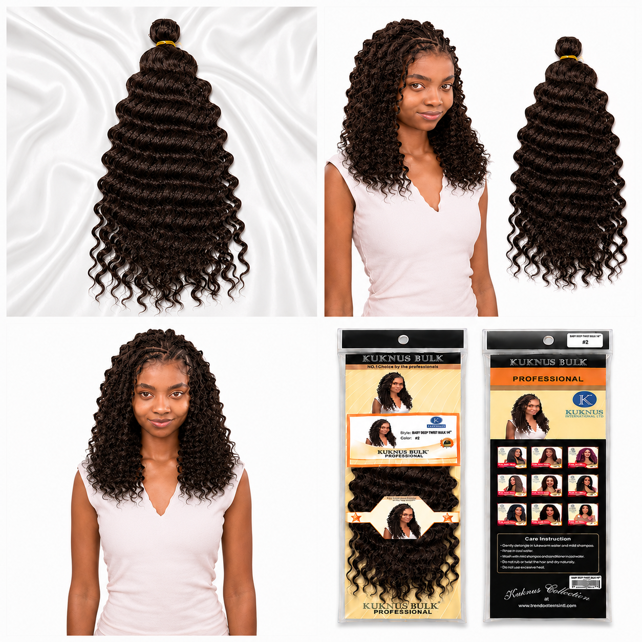 Kuknus Baby Deep Twist Bulk Synthetic Braids Hair 14"