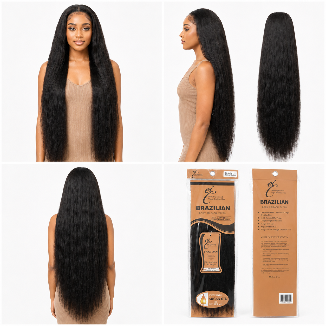 Ei 100% Unprocessed Virgin Brazilian Human Hair Extension Body Wave Natural