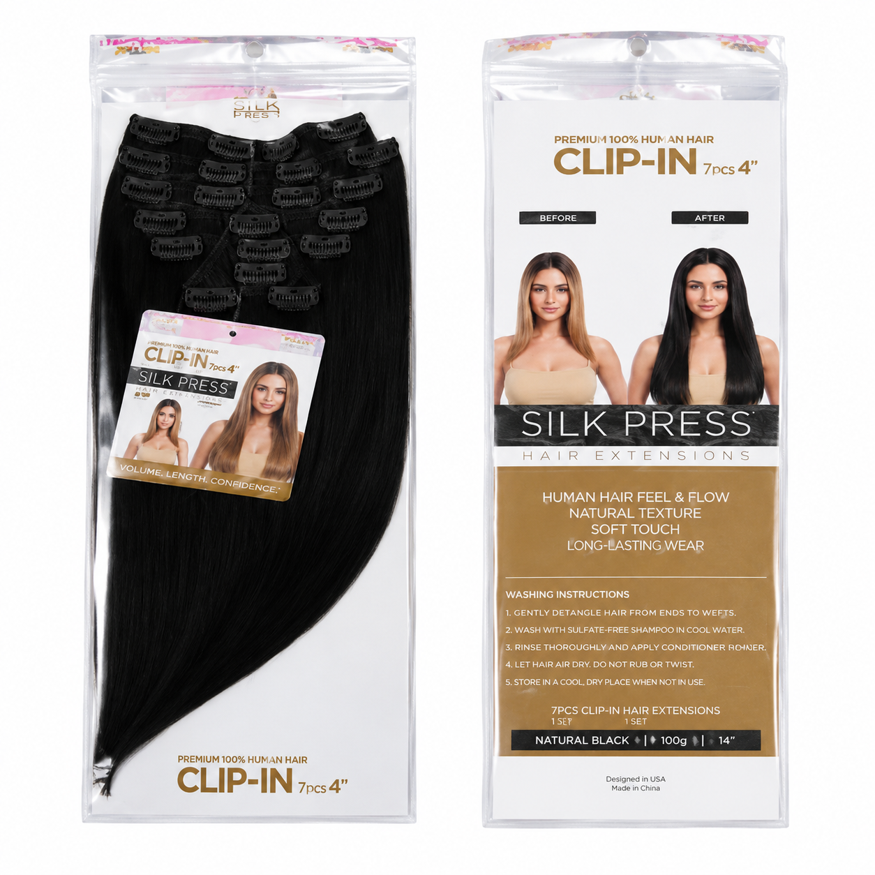 Darbro Doja Silk Press Straight Clip-In Synthetic Hair Extensions 22"