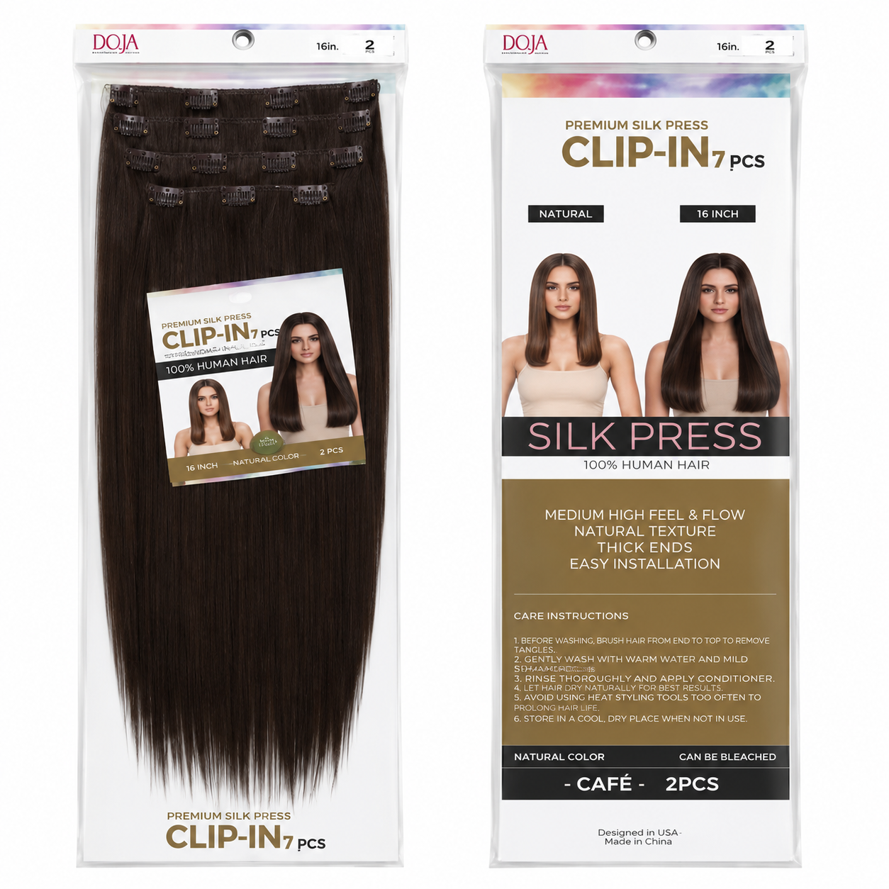 Darbro Doja Silk Press Straight Clip-In Synthetic Hair Extensions 22"
