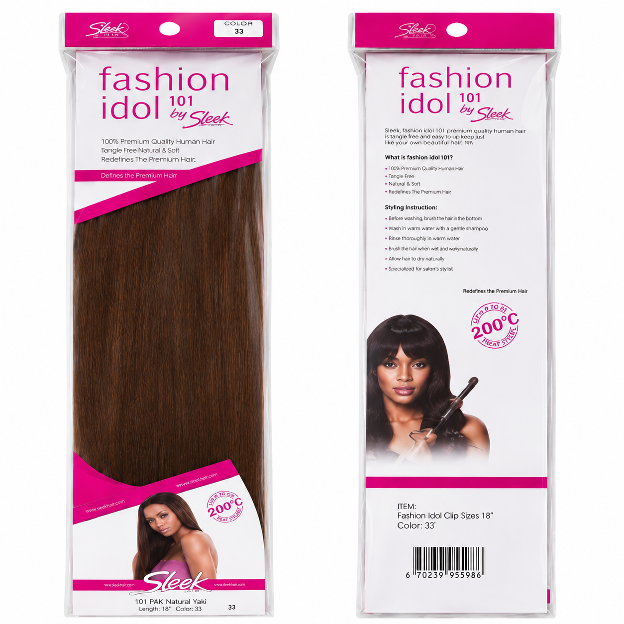 Sleek Fashion Idol 101 Synthetic Clip-In Hair Extensions 18"