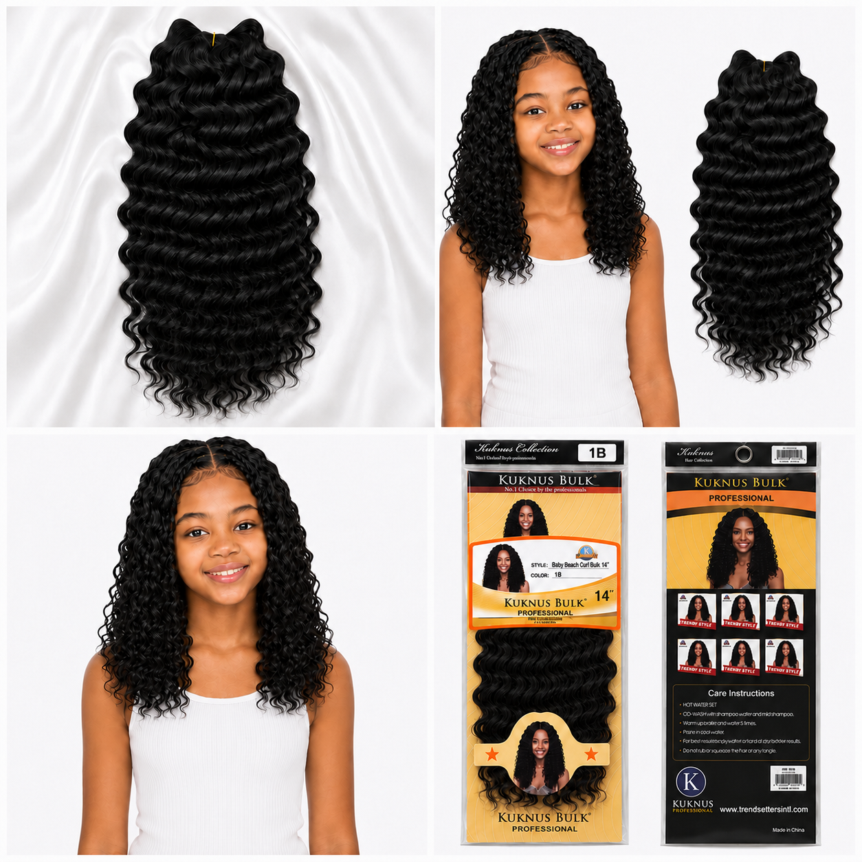 Kuknus Baby Beach Curl Bulk Synthetic Braids Hair 14"