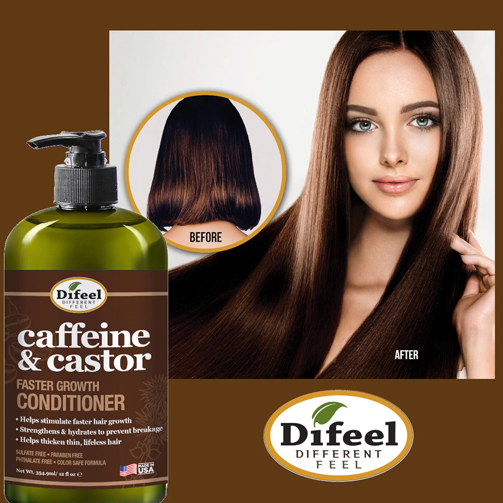 Difeel Caffeine and Castor Faster Growth Conditioner 12oz-All-Beauty and hair supply