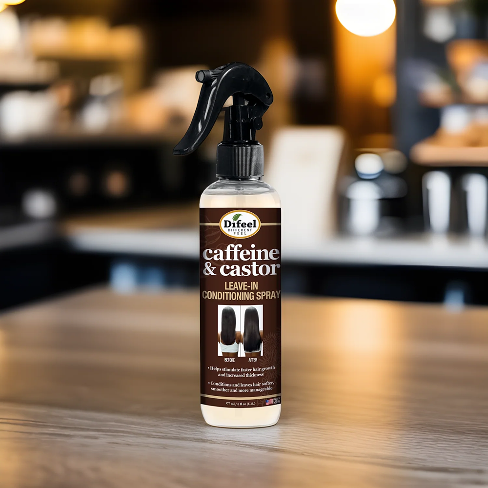 Difeel Caffeine and Castor Faster Hair Growth Leave-In Spray 6oz-All-Beauty and hair supply