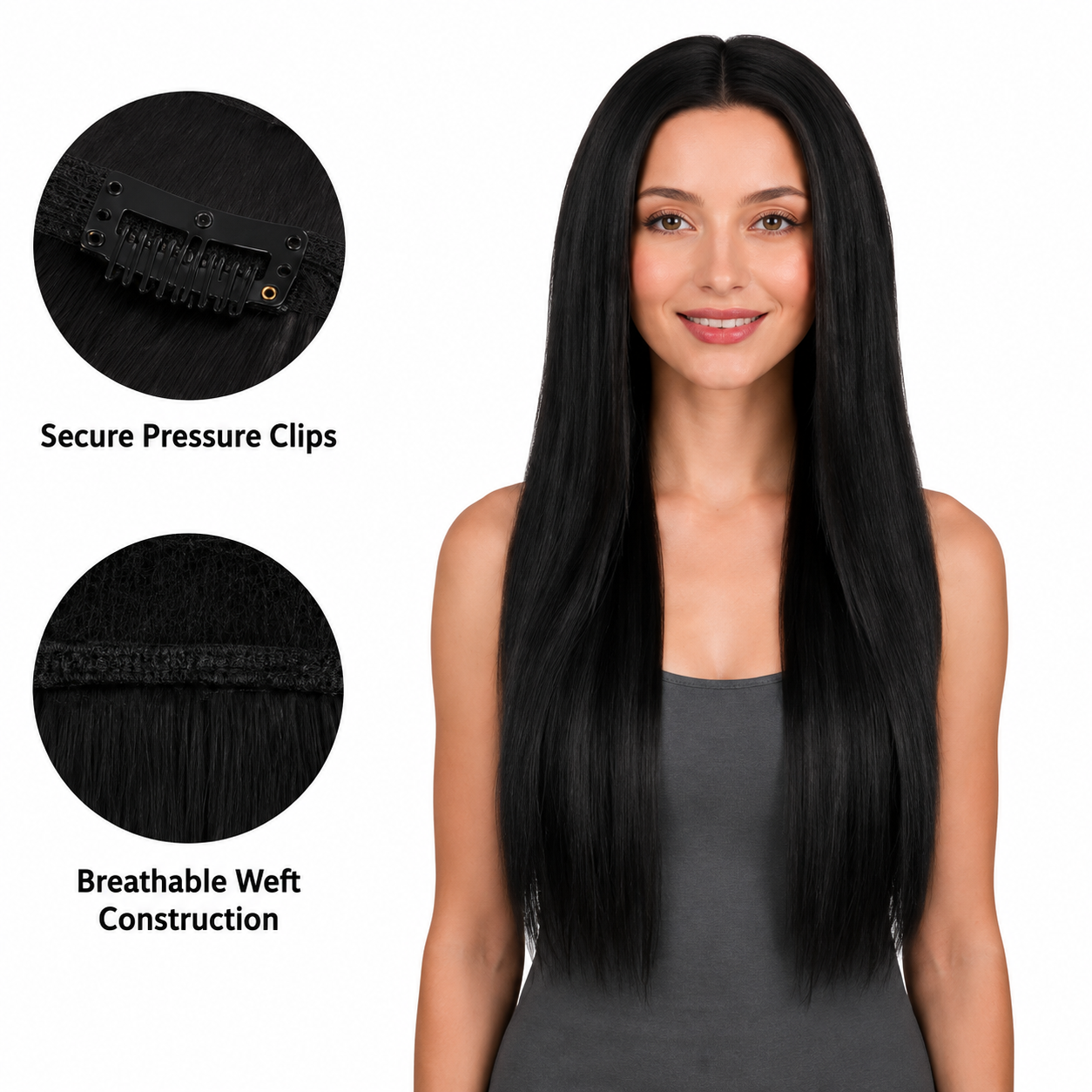 Kuknus Synthetic Straight Silk Press Clip-In Hair Extensions 24"