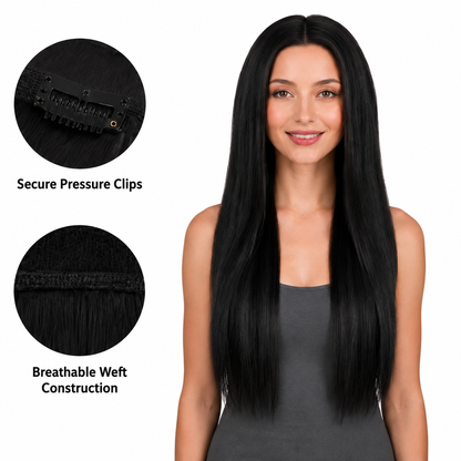 Kuknus Synthetic Straight Silk Press Clip-In Hair Extensions 24"