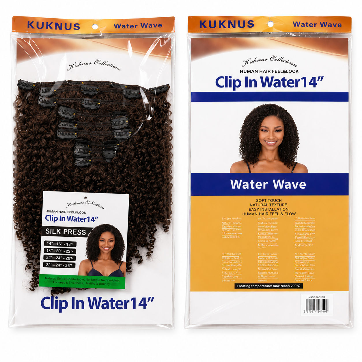 Kuknus Water Wave Clip-In Synthetic Hair Extensions 14"