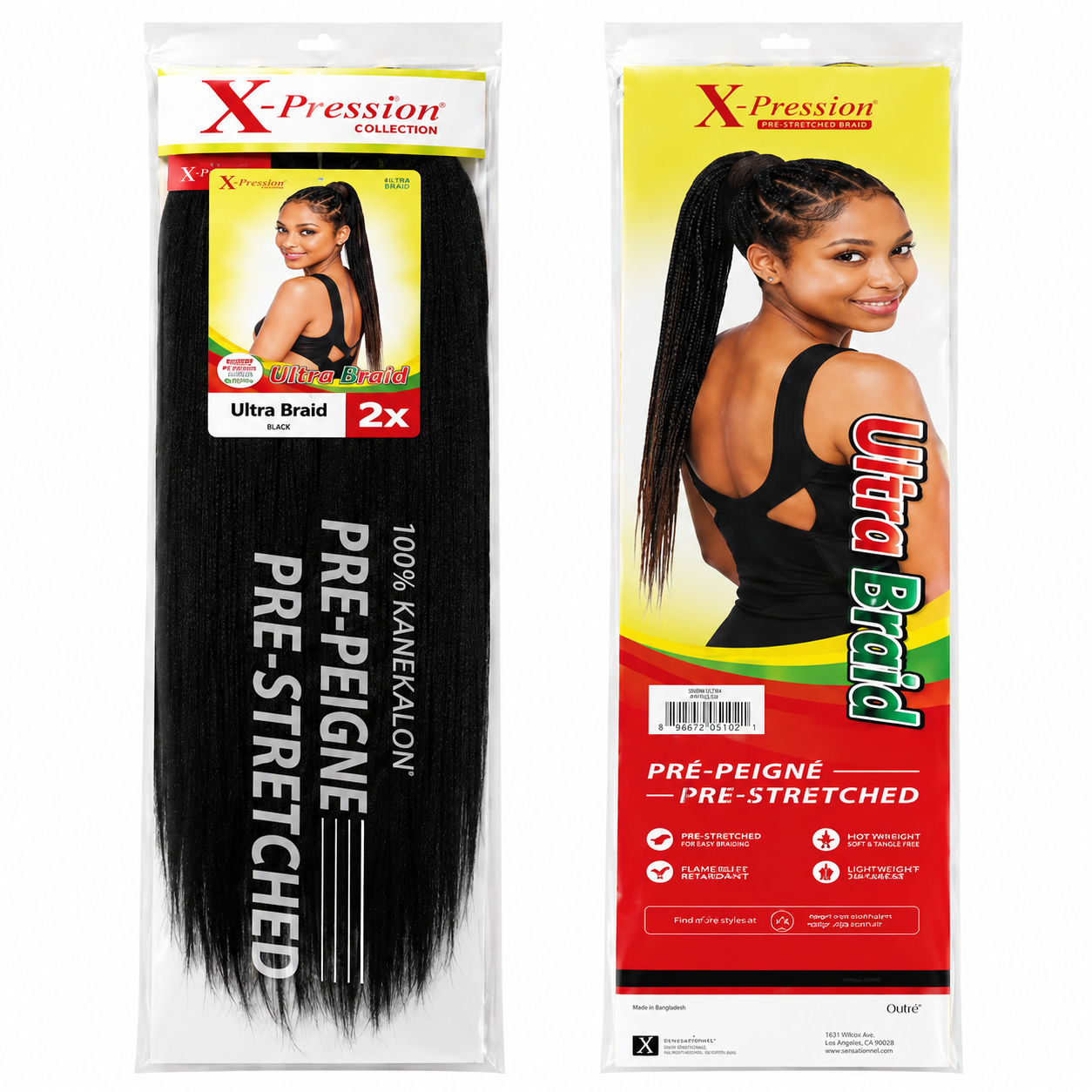 X-Pression Pre-Stretched Braiding Hair 2X Pack, 24"
