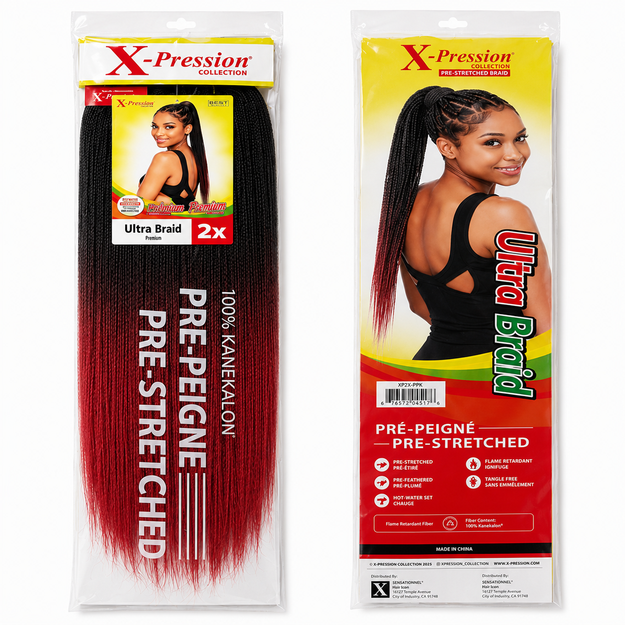X-Pression Pre-Stretched Braiding Hair 2X Pack, 24"