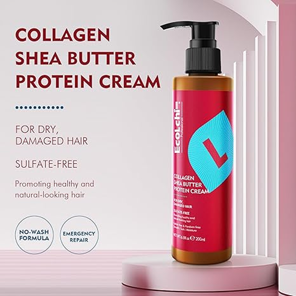 Ecolchi Collagen Shea Butter Protein Cream 200ml-Protein Care-Beauty and hair supply