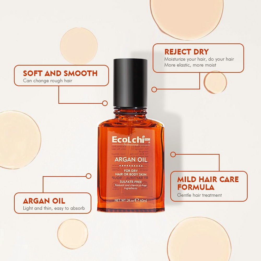 Ecolchi Hair &amp; Skin Oil with Collagen, Shea Butter &amp; Argan Oil 60ml-Hair Serum-Beauty and hair supply