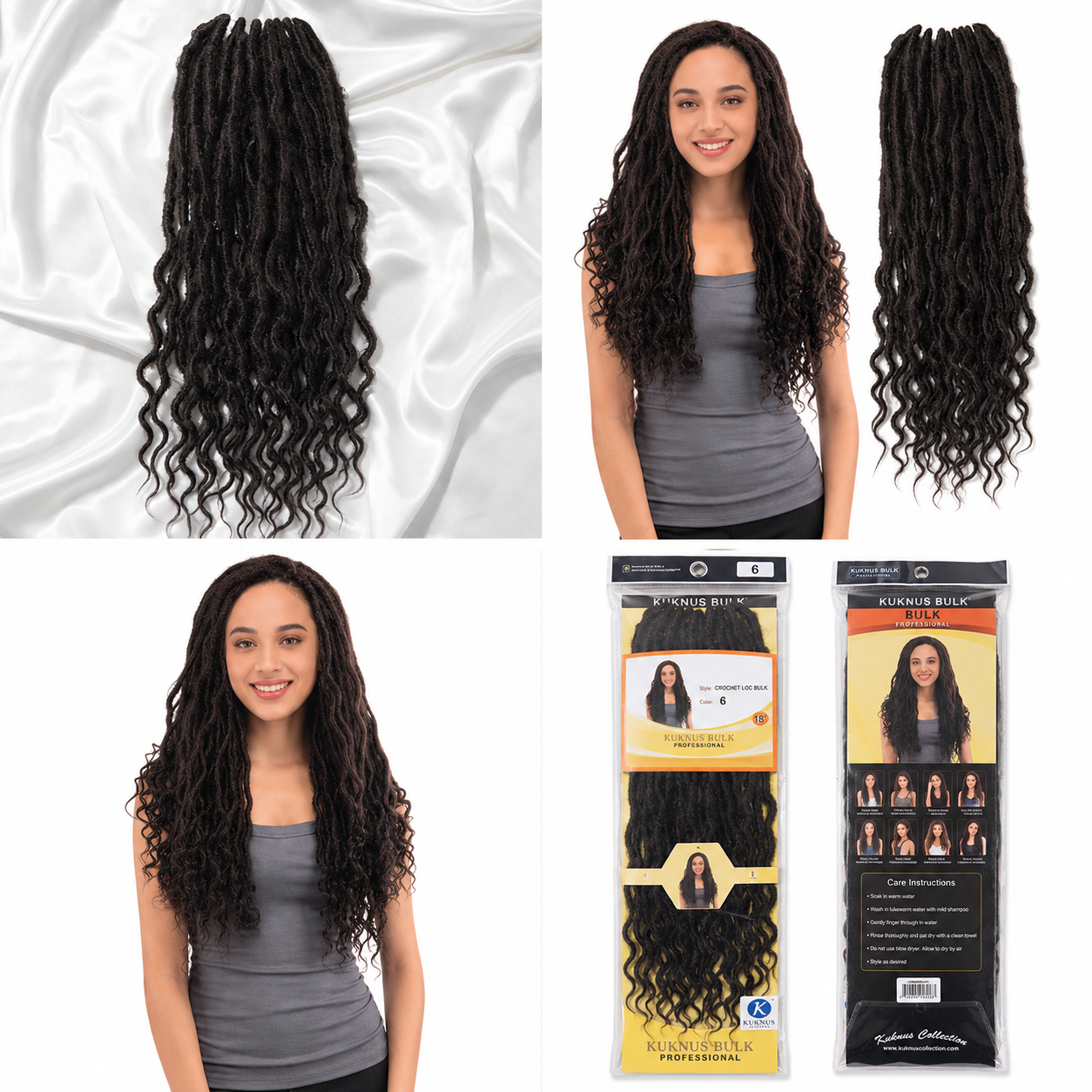 Kuknus Style Dread Lock Wavy Bulk Braiding Hair