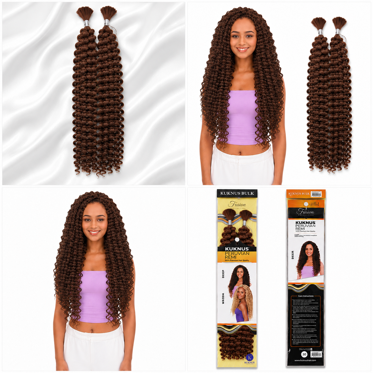 Kuknus Peruvian Remi Style Boho Water Bulk Synthetic Hair