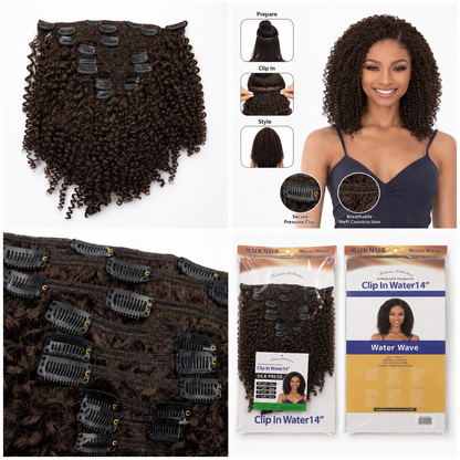Kuknus Water Wave Clip-In Synthetic Hair Extensions 14"