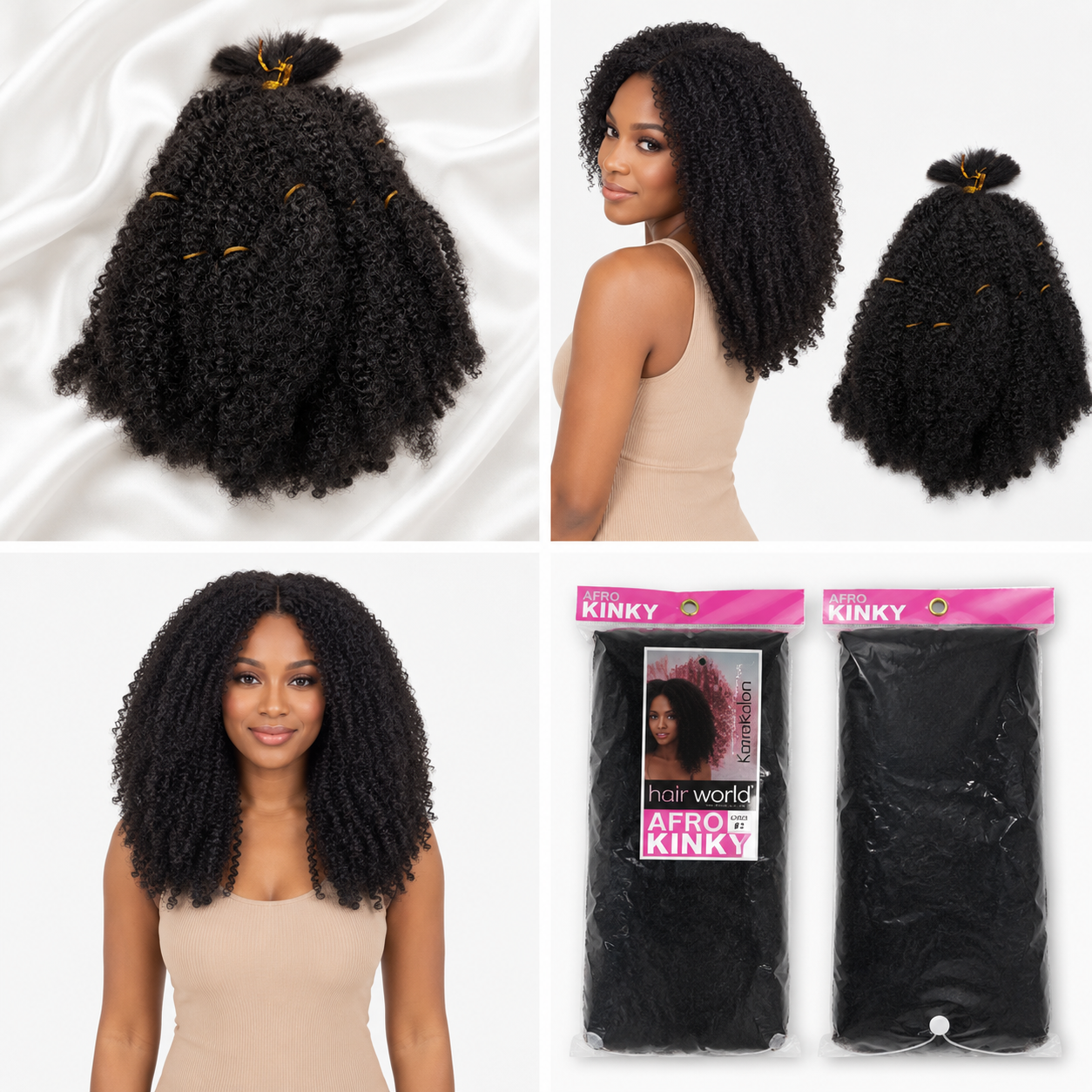 K&amp;C Hair World Afro Kinky Bulk Synthetic Hair