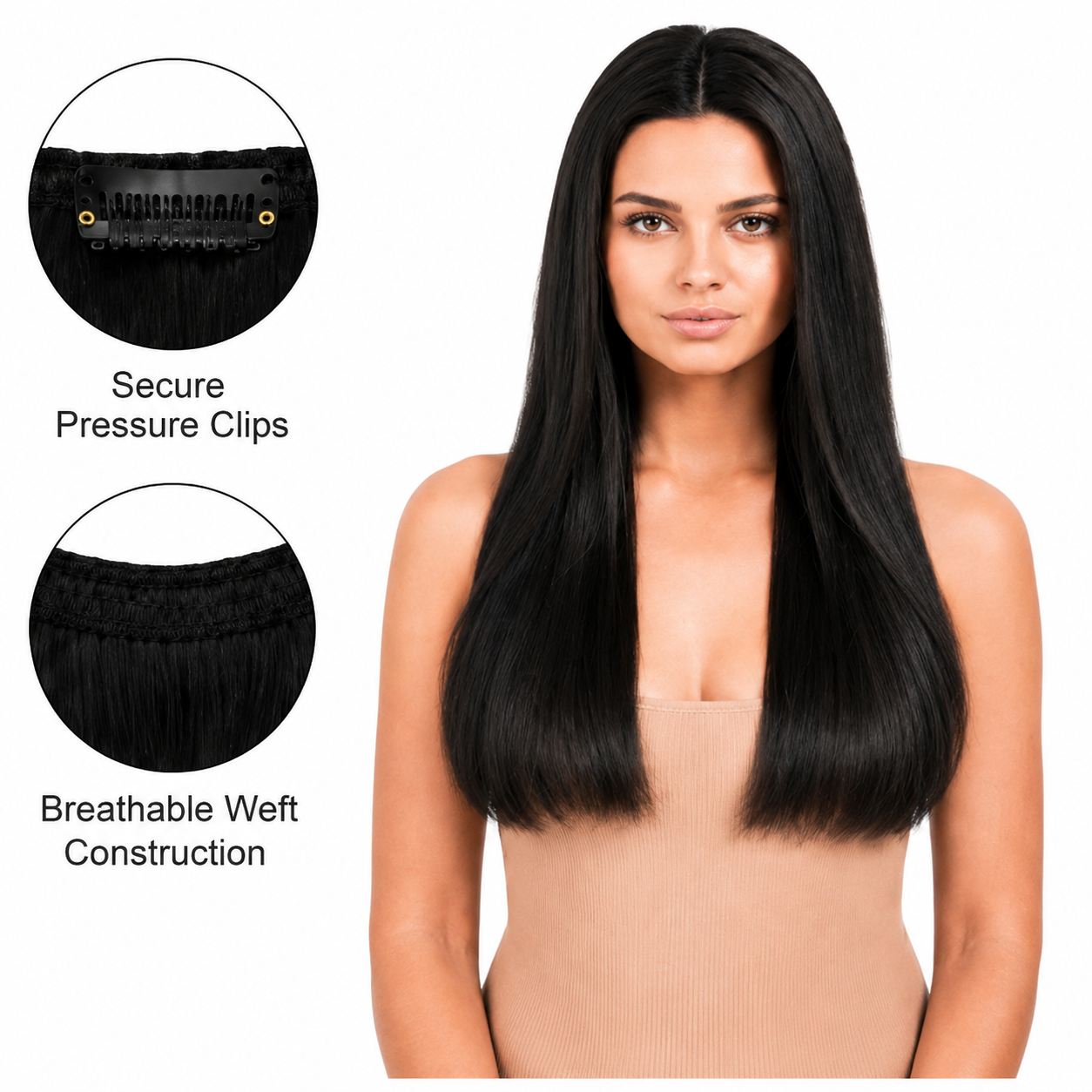 Darbro Doja Synthetic Silk Press Straight Clip-In Hair Extensions 18"