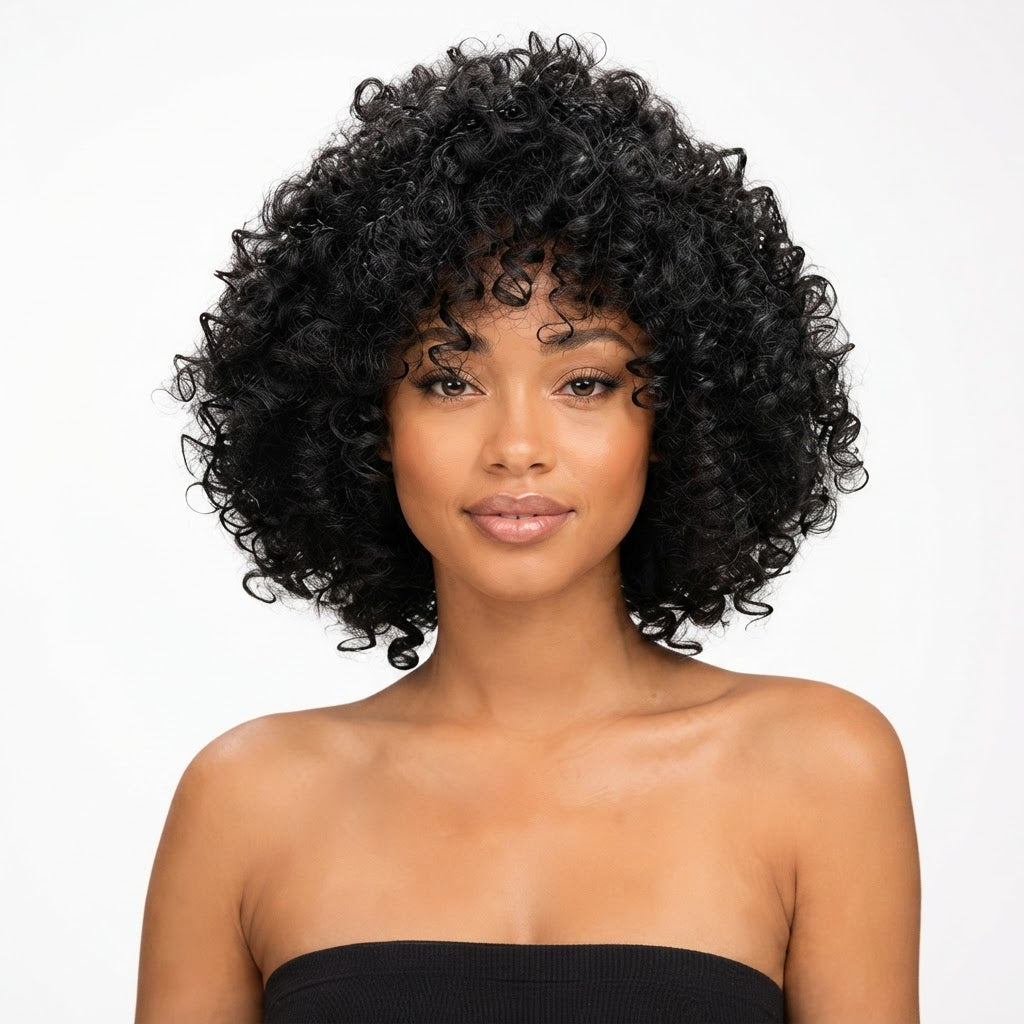 Black Angle Rohee - Synthetic Short Spiral Curly Hair Wig