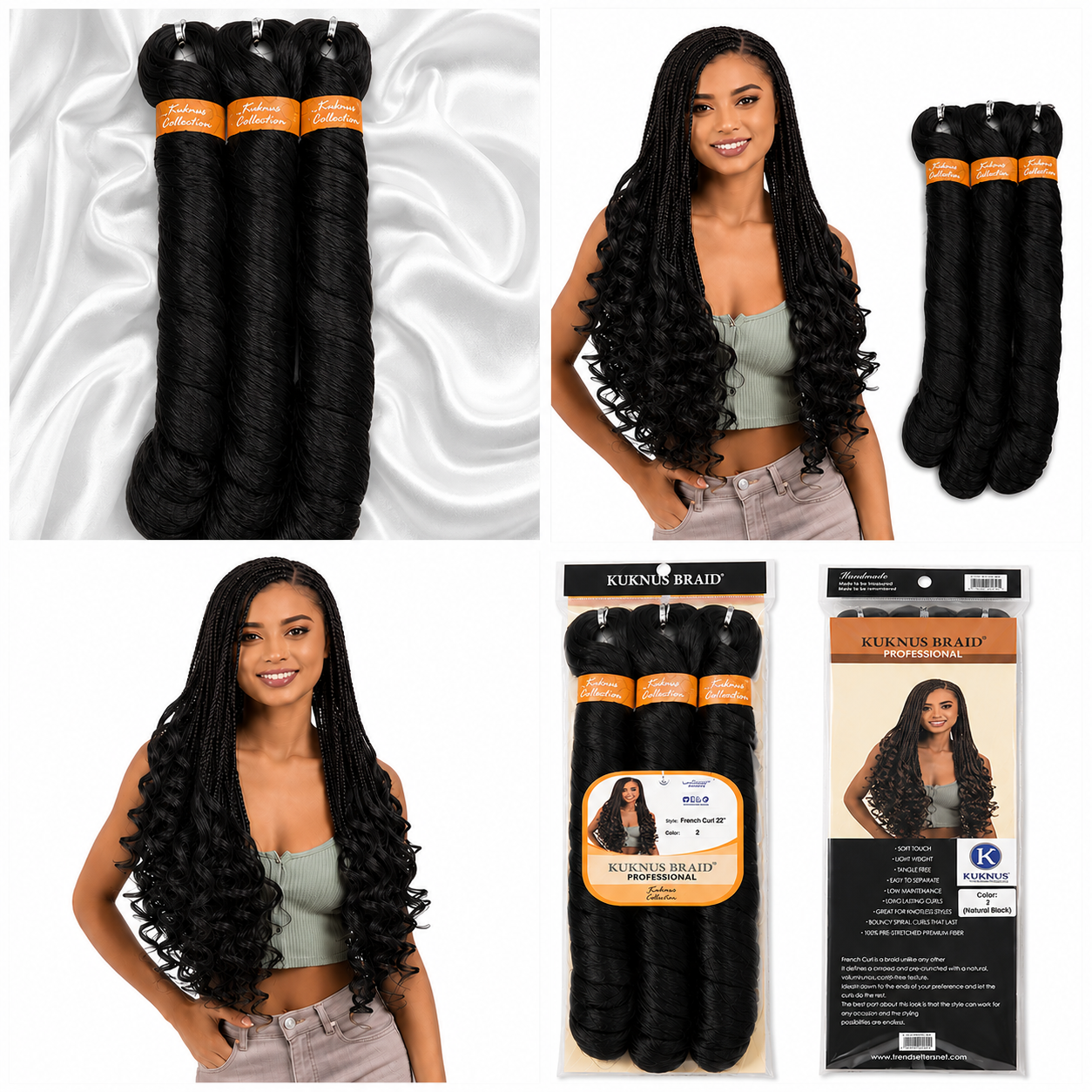 Kuknus Style 3x French Curl Bulk Synthetic Hair