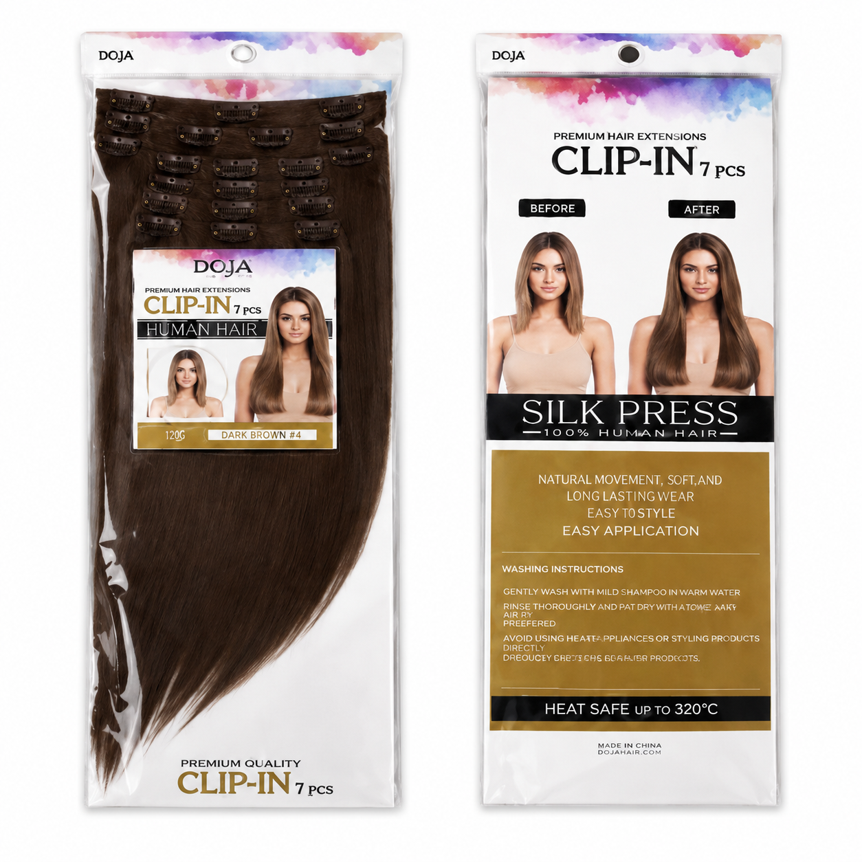 Darbro Doja Silk Press Straight Clip-In Synthetic Hair Extensions 18"