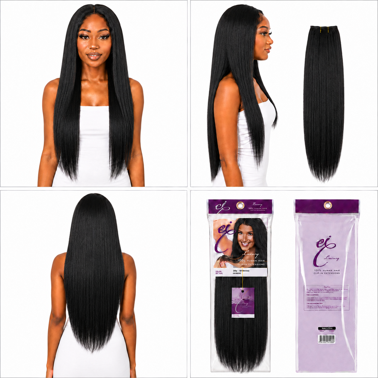 Ei Luxury 100% Unprocessed Virgin human hair Clip-in