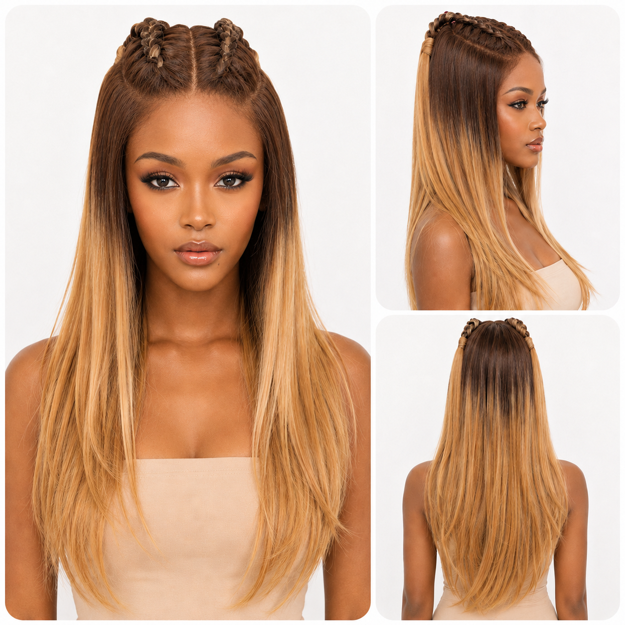 Sleek Scarlett Braided Straight Synthetic Lace Front Wig