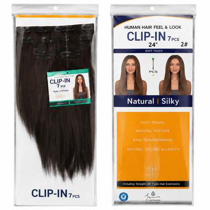 Kuknus Silk Press Straight Clip-In Synthetic Hair Extensions 24"