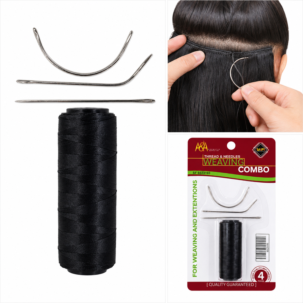 SAIFI 4 Piece Hair Extension Weaving (Thread And Curved Needles)