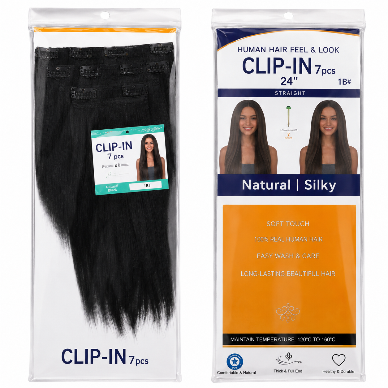 Kuknus Silk Press Straight Clip-In Synthetic Hair Extensions 24"