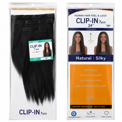 Kuknus Silk Press Straight Clip-In Synthetic Hair Extensions 24"