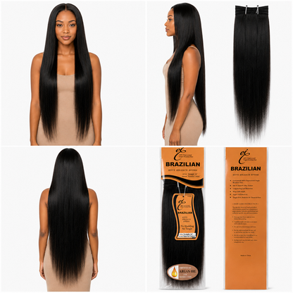 Ei Brazilian 100% Unprocessed Virgin Brazilian Human Hair Extension Straight Natural