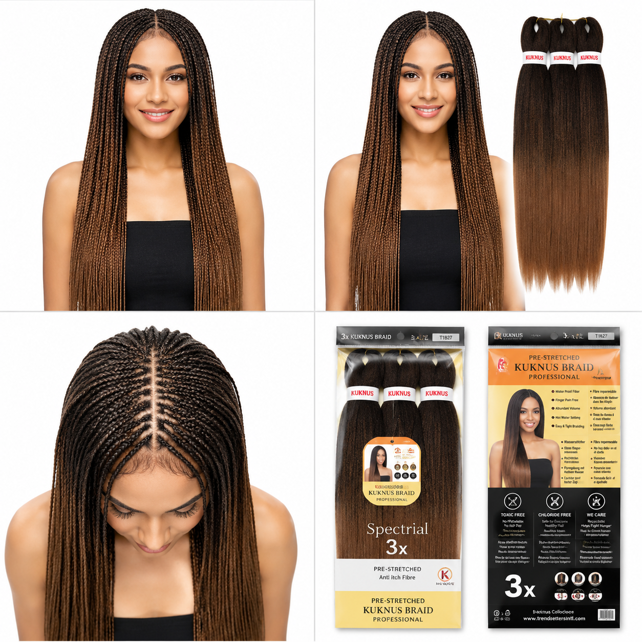 Kuknus Braids 3X Value Pack Pre-Stretched 16"