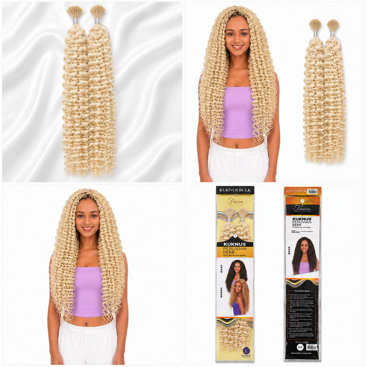 Kuknus Peruvian Remi Style Boho Water Bulk Synthetic Hair