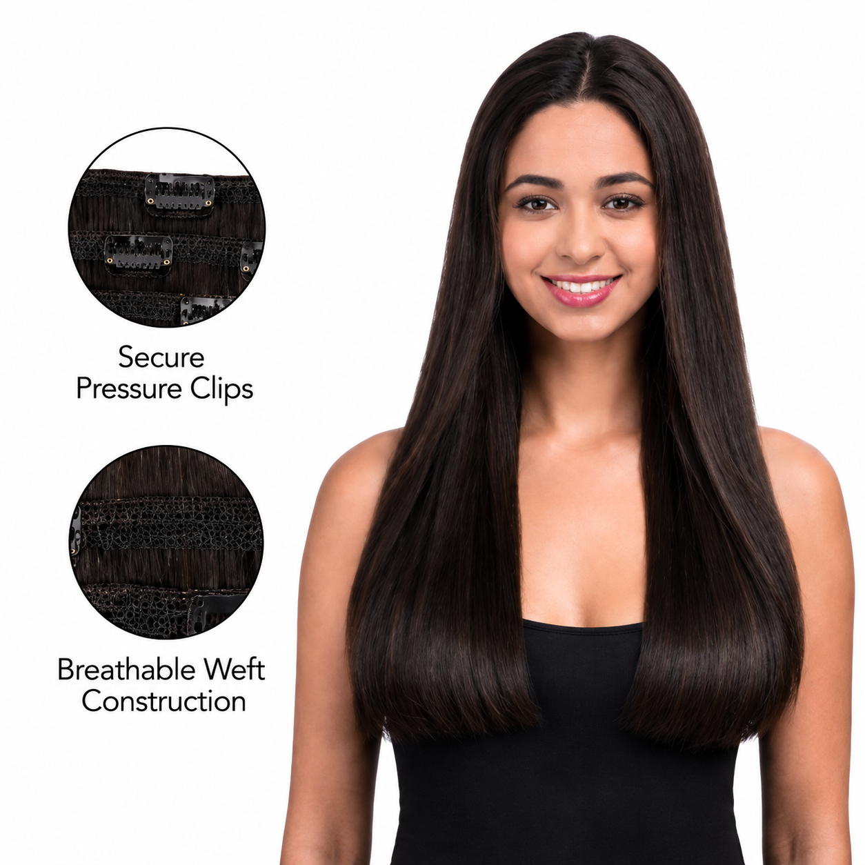 Kuknus Synthetic Euro Straight Clip-In Hair Extensions 18"