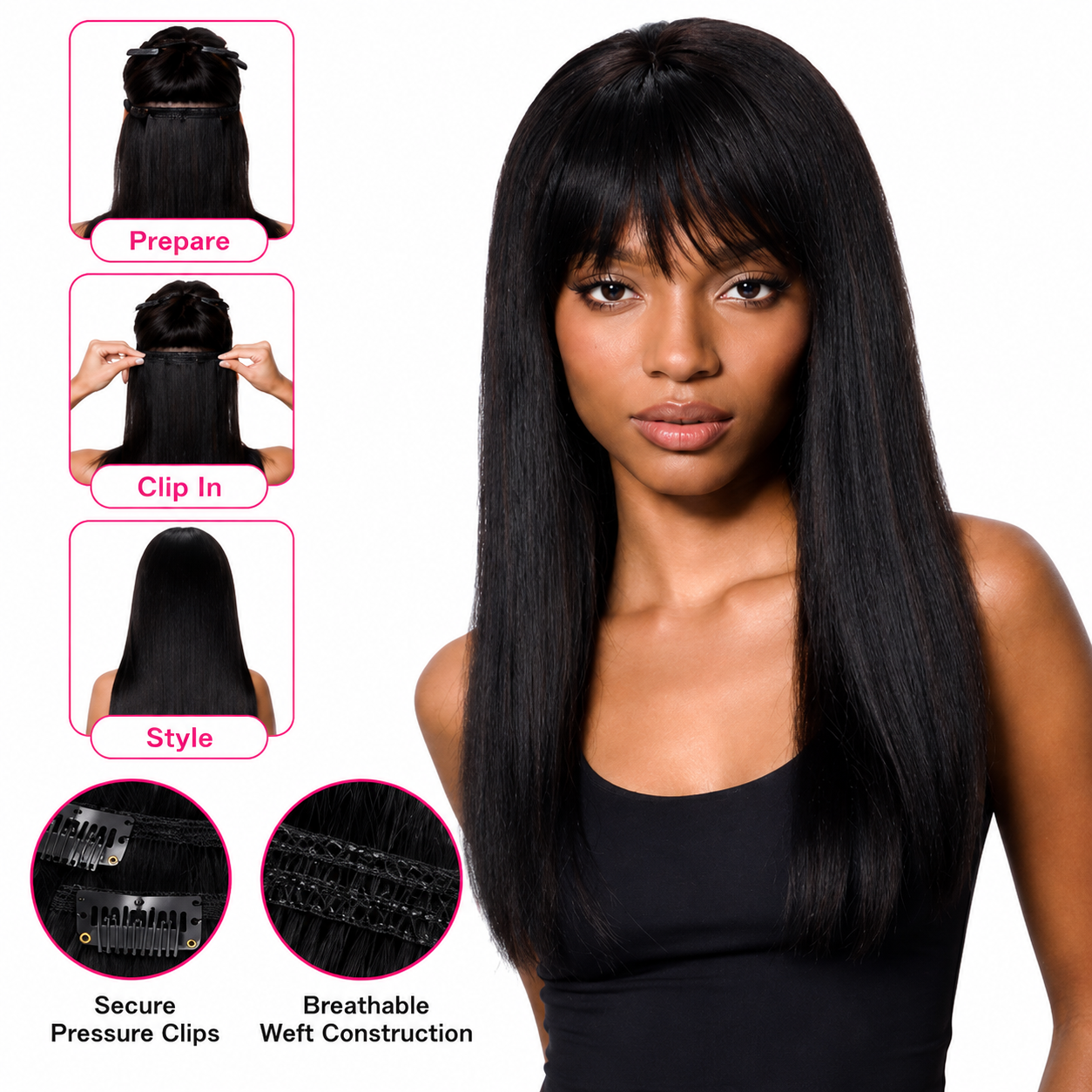 Sleek Fashion Idol 101 Synthetic Clip-In Hair Extensions 18"