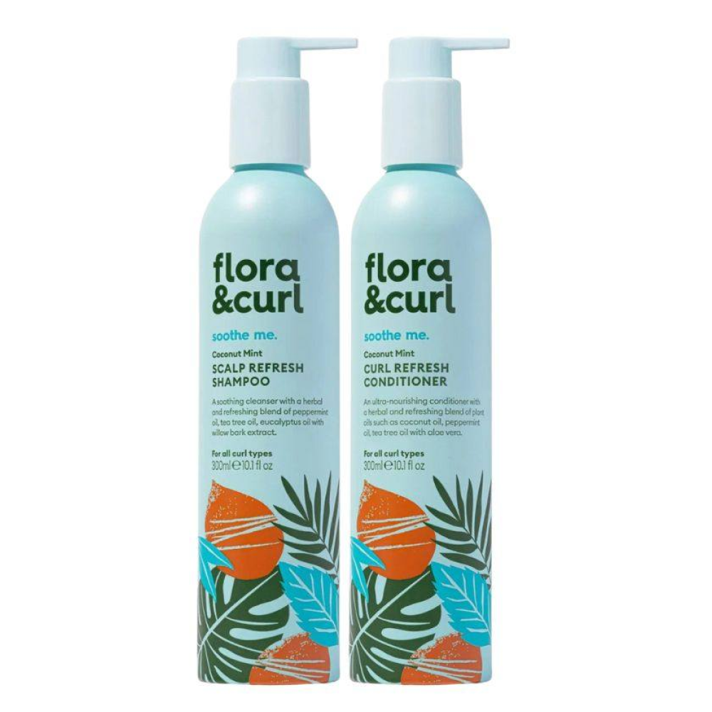 Flora &amp; Curl Coconut Mint Refresh Scalp Cleansing Duo-Hair Care Kit-Beauty and hair supply