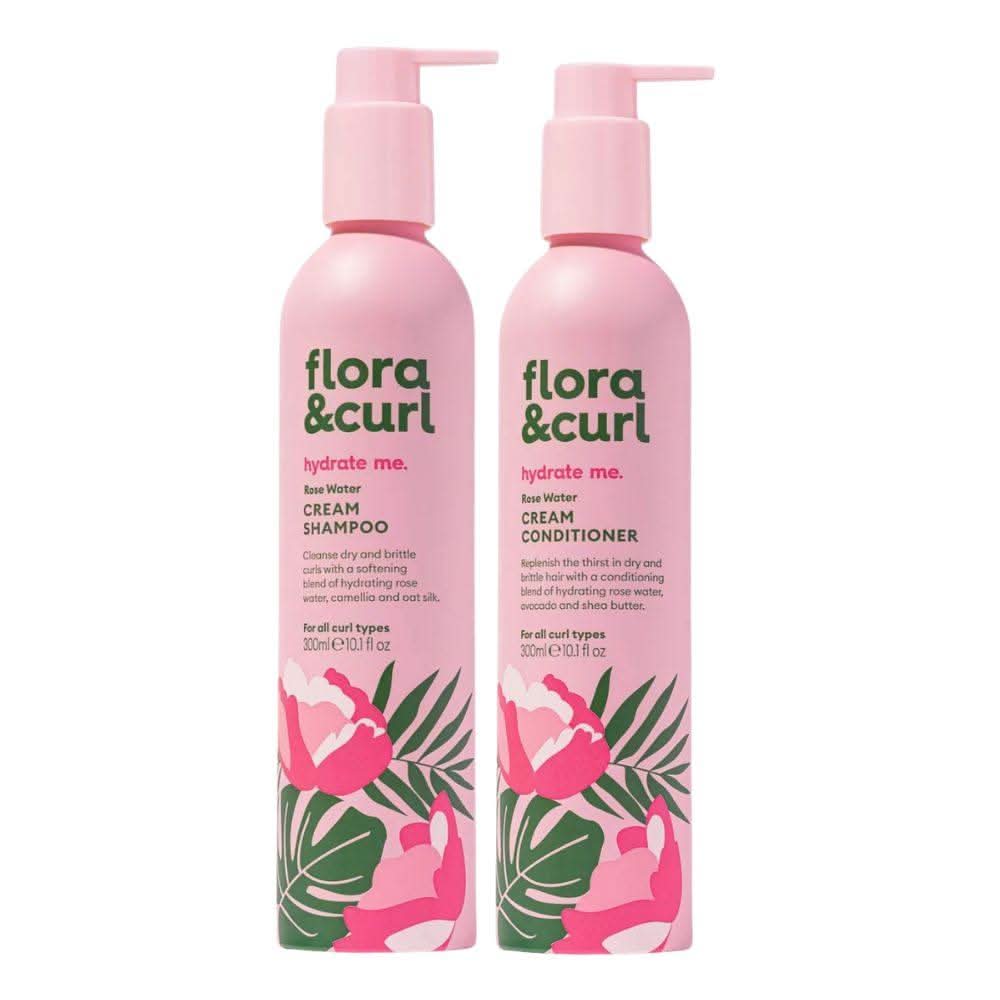 Flora &amp; Curl Hydrate Me Rose Water Cleansing Duo-Hair Care Kit-Beauty and hair supply