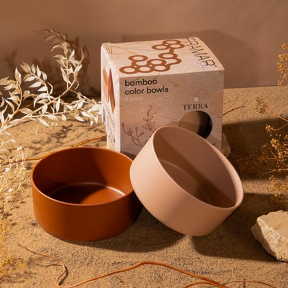 Framar Bamboo Bowls Neutrals Terra 2 Pack-Coloring Bowls-Beauty and hair supply
