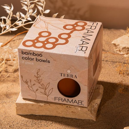 Framar Bamboo Bowls Neutrals Terra 2 Pack-Coloring Bowls-Beauty and hair supply