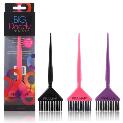 Framar Big Daddy Tricolor Brush Set 3 Pack-Hair Color Brush-Beauty and hair supply
