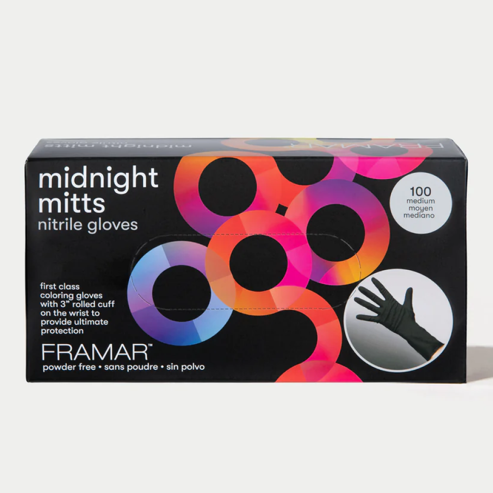 Framar Midnight Mitts Nitrile Gloves 100 Pack-Gloves-Beauty and hair supply