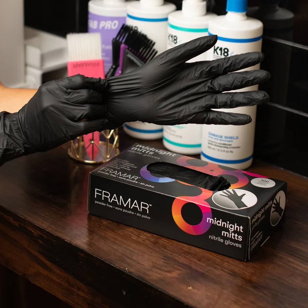Framar Midnight Mitts Nitrile Gloves 100 Pack-Gloves-Beauty and hair supply