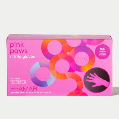 Framar Pink Paws Nitrile Gloves 100 Pieces-Gloves-Beauty and hair supply